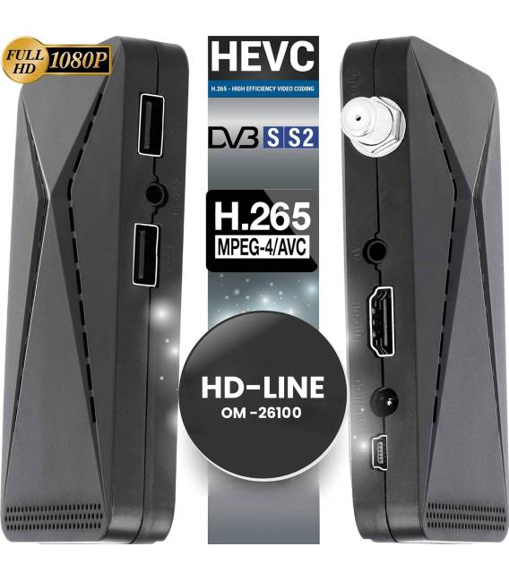 Hd-line MAX HD OM-26100 - Récepteur Satellite DVB S / S2 ✓Full HD 1080P ✓HDMI ✓(2x) USB 2.0 ✓HDTV